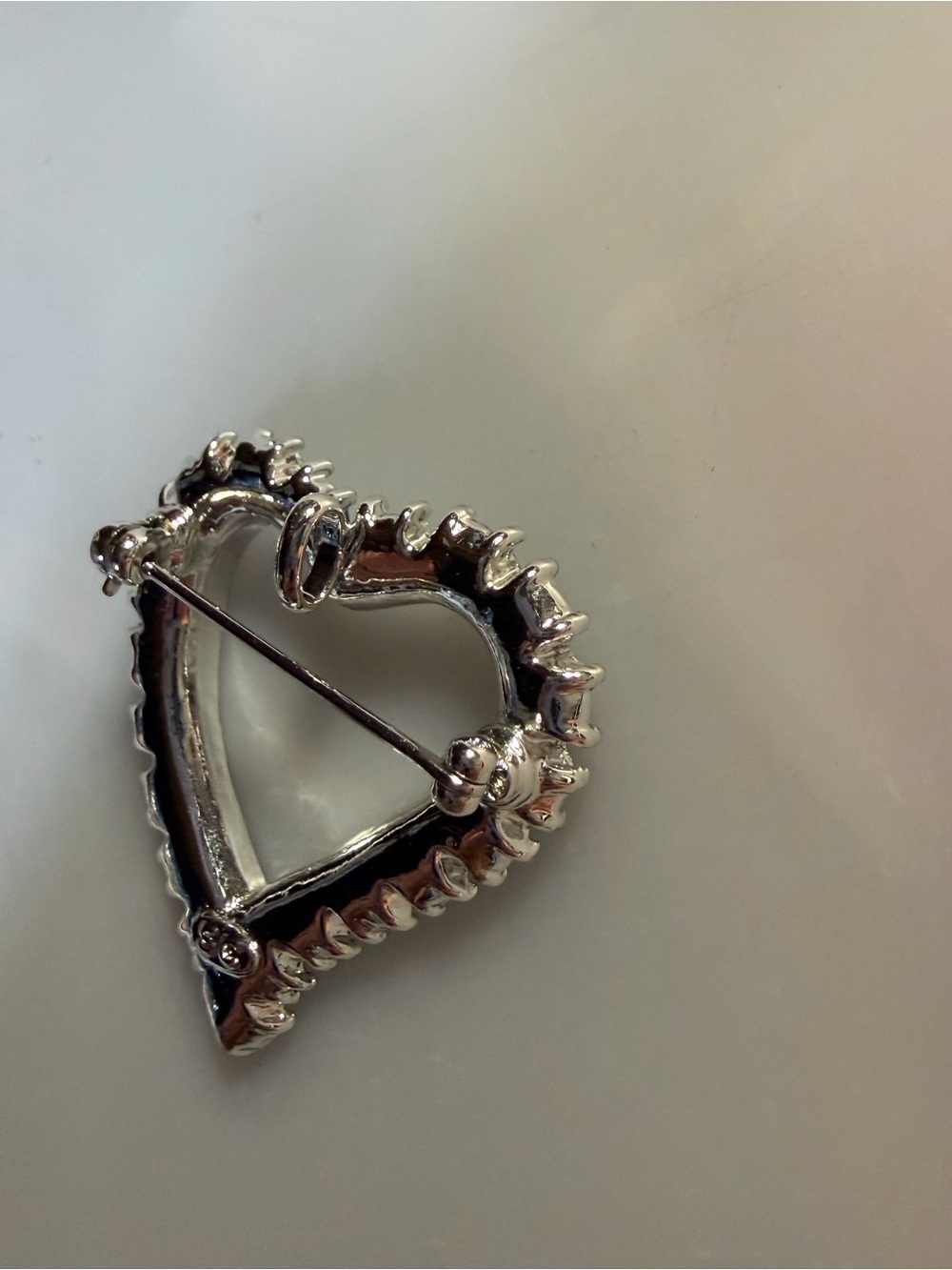 Vintage Sarah Cov Signed Blue Rhinestone Eternity Heart Brooch - Picture 4 of 5